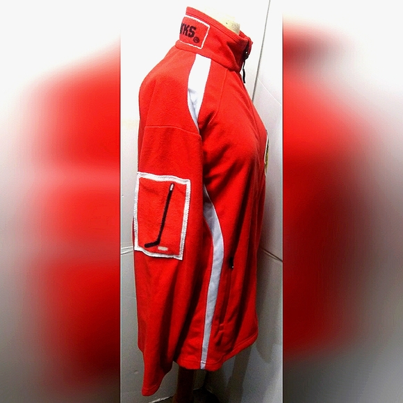 NEW Chicago Blackhawks Polar Fleece Jacket! S, Men. Red/White. Unisex - Picture 6 of 10